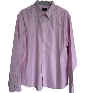 Untuckit Shirt Mens XL Pink Button Up Dress Striped Wrinkle Free Long Sleeve